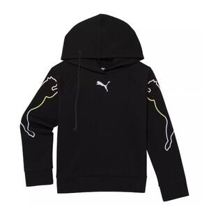 Puma Girls PUMA Motion Pullover Black Hoodie Sweatshirt Size Large